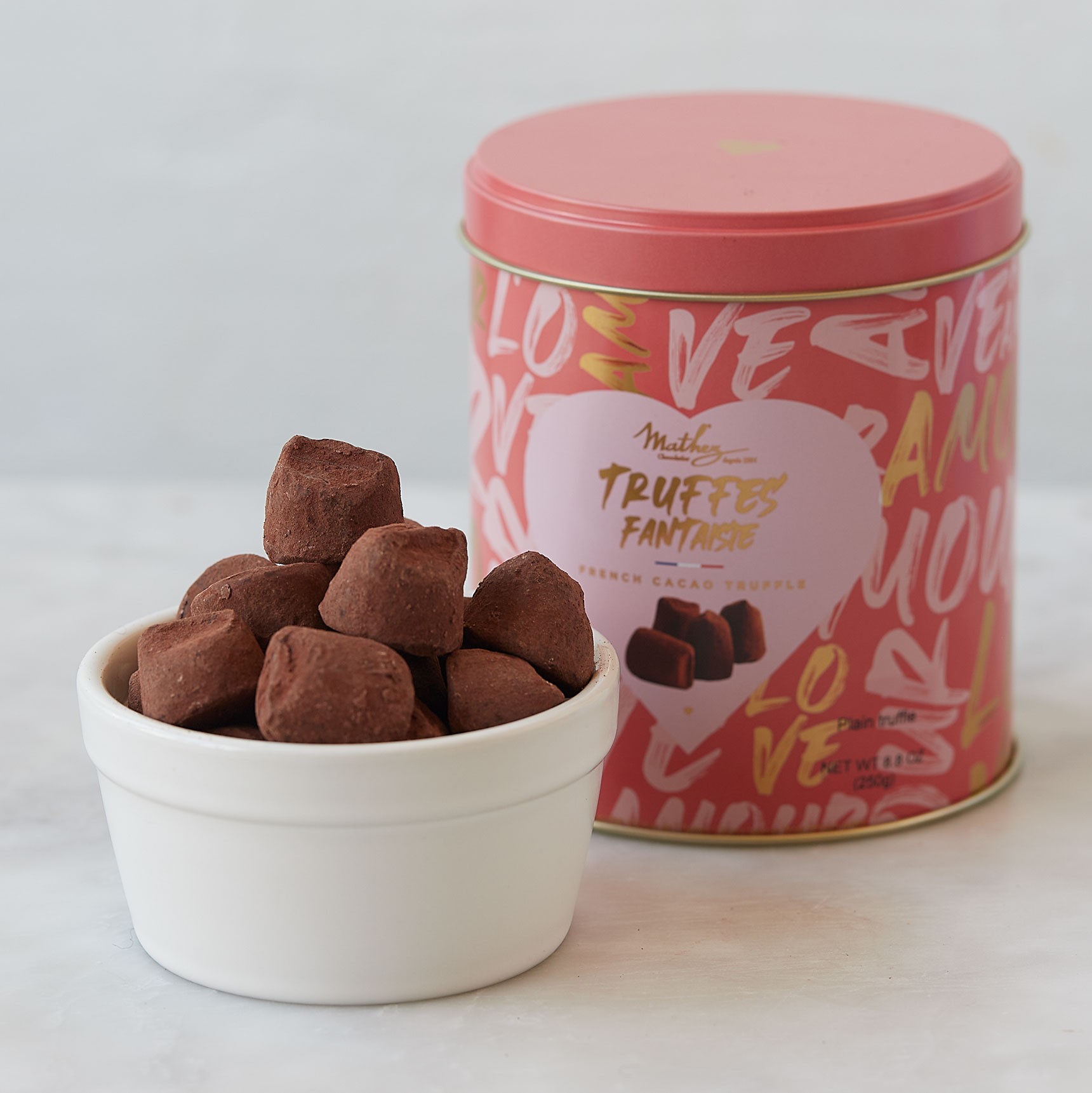 Mathez Cocoa-Powdered Truffles Heart Tin – indulgent minis