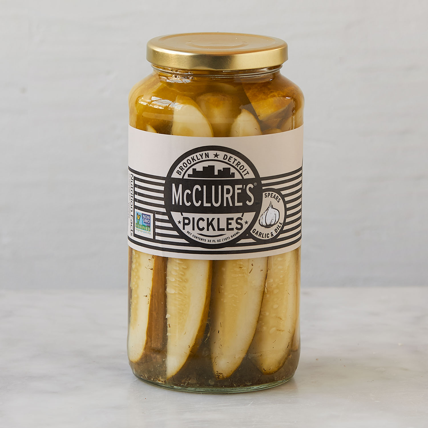 McClure’s Garlic and Dill Pickles a jar of briny, garlicky pickle