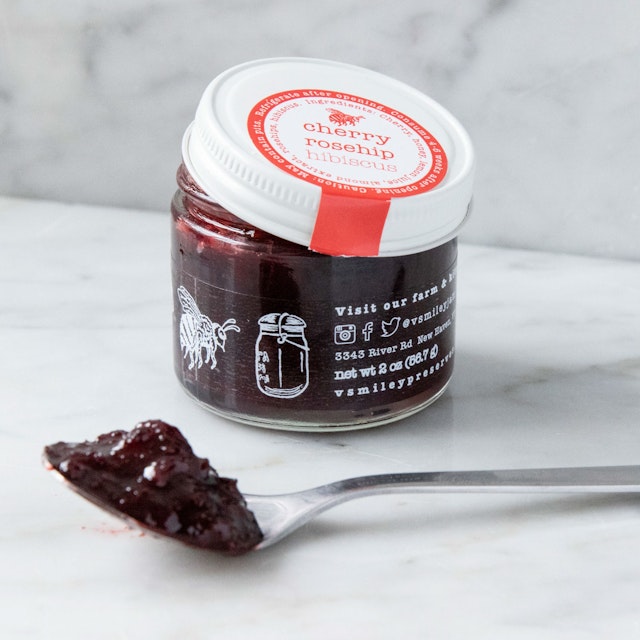 V Smiley Preserves Cherry Rosehip Hibiscus Honey Jam - a sweet