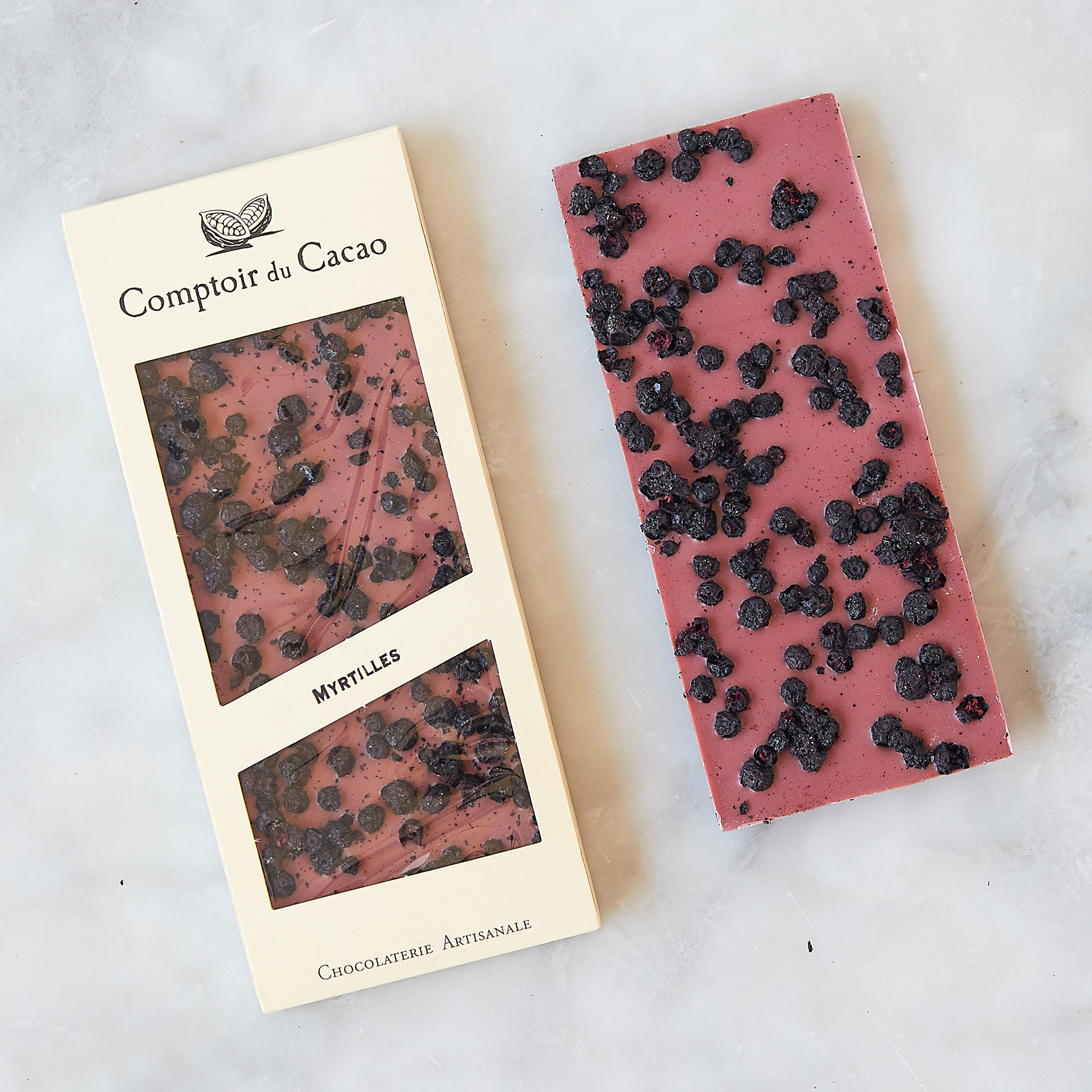 Comptoir du Cacao Ruby Chocolate With Blueberries | Murray's Cheese