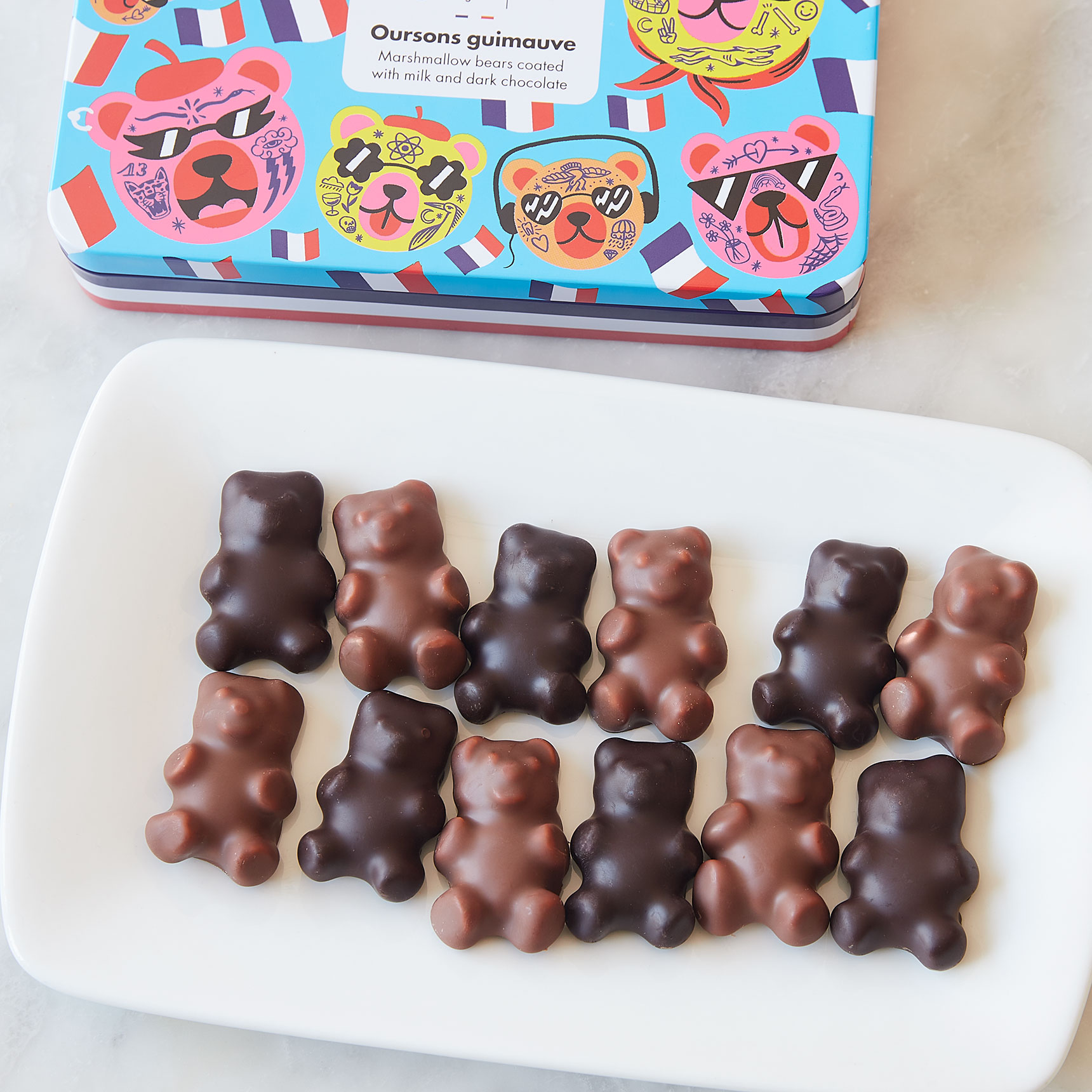 Le Chocolat des Français Teddy Bear Marshmallow Tin | Murray's Cheese