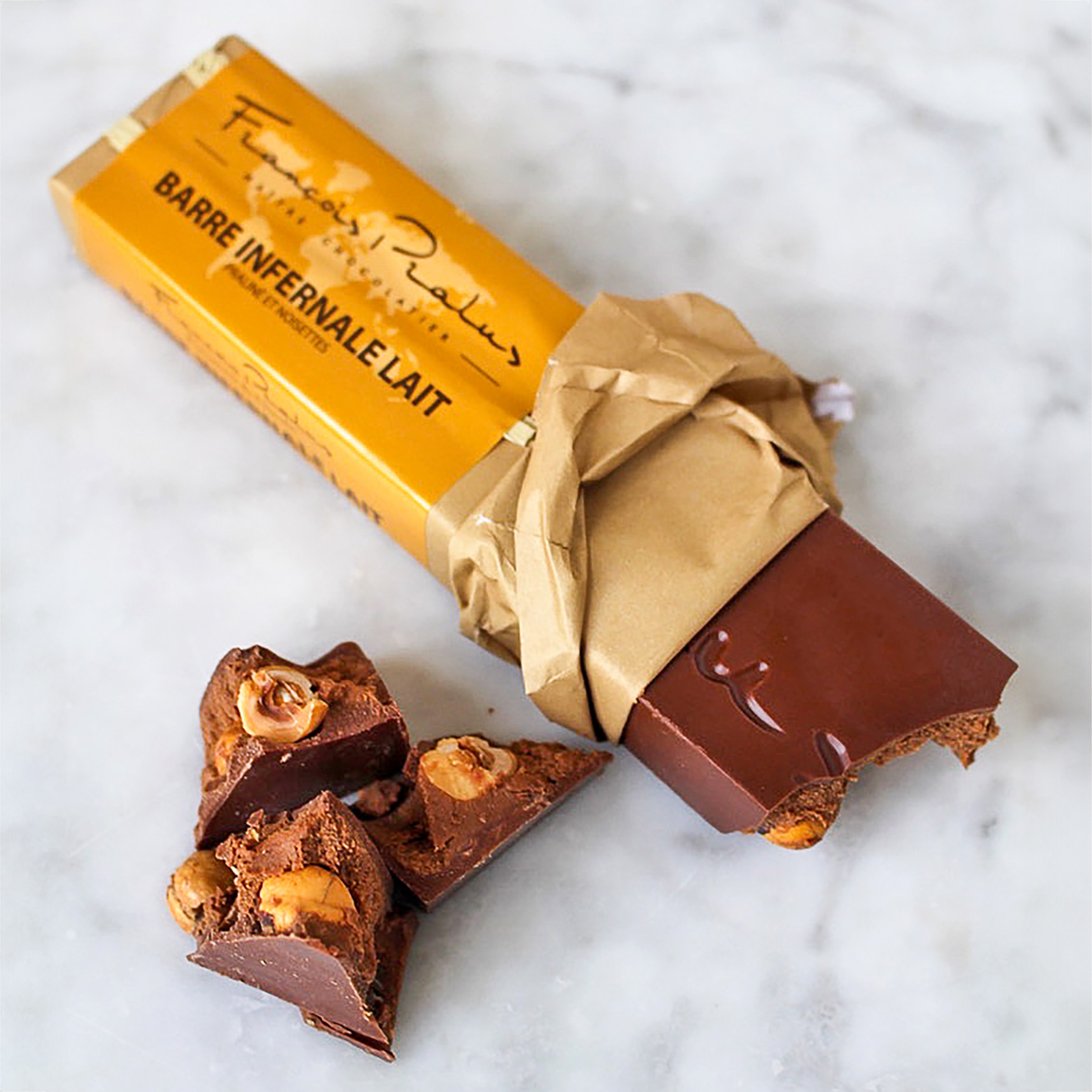 Pralus Milk Chocolate Infernal Bar - a rich chocolate and hazelnut
